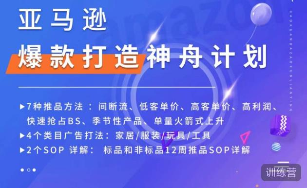 亚马逊爆款打造神舟计划，​7种推品方法，4个类目广告打法，2个SOP详解_中创网