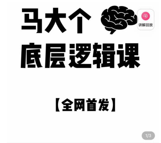 马大个·底层逻辑课，51节底层逻辑智慧课-价值1980元_中创网