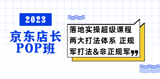 （5699期）2023京东店长·POP班 落地实操超级课程 两大打法体系 正规军&非正规军_中创网