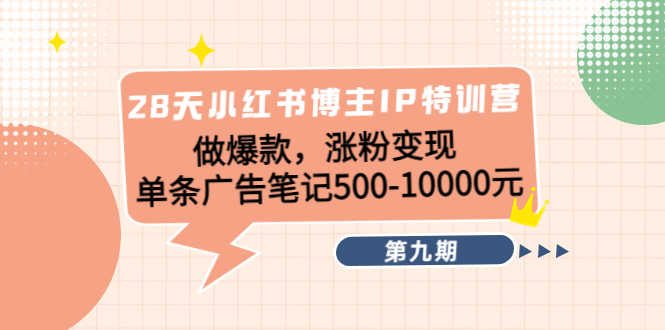 （4267期）28天小红书博主IP特训营《第9期》做爆款，涨粉变现 单条广告笔记500-10000_中创网