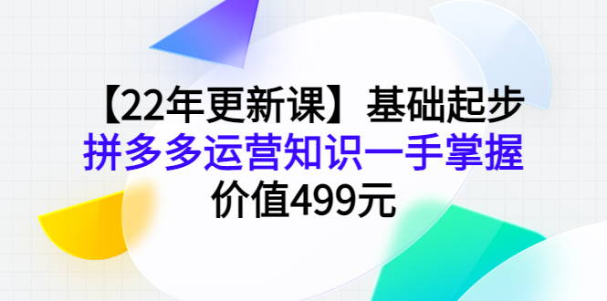 （3963期）【22年更新课】基础起步，拼多多运营知识一手掌握，价值499元_中创网