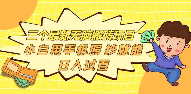 （3800期）三个最新无脑搬砖项目，小白用手机照抄就能日入过百_中创网