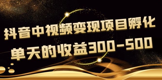 （3794期）黄岛主《抖音中视频变现项目孵化》单天的收益300-500 操作简单粗暴_中创网