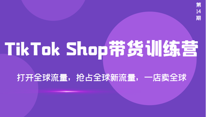 （3342期）TikTok Shop带货训练营，打开全球流量，抢占全球新流量 一店卖全球(第14期)_中创网