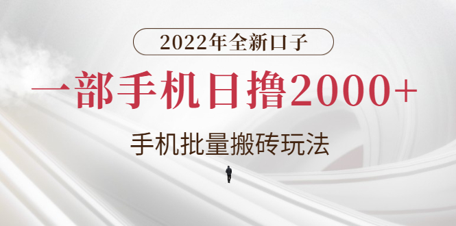 （2682期）2022年全新口子，手机批量搬砖玩法，一部手机日撸2000+_中创网