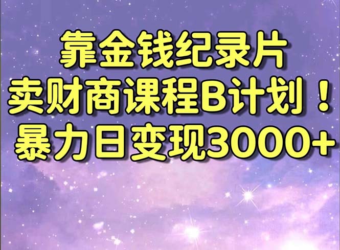 （8980期）靠金钱纪录片卖财商课程B计划！暴力日变现3000+，喂饭式干货教程！_中创网