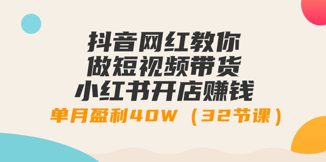 （9187期）抖音网红教你做短视频带货+小红书开店赚钱，单月盈利40W（32节课）_中创网