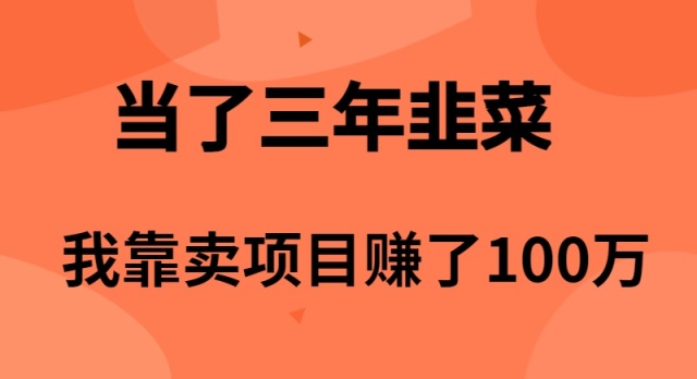 （10239期）当了3年韭菜，我靠卖项目赚了100万_中创网