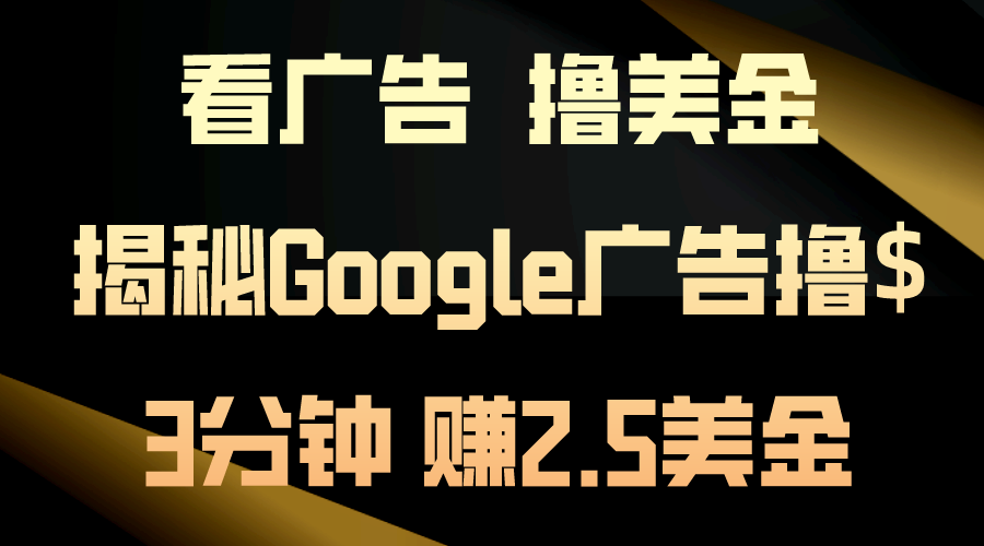 （11017期）看广告，撸美金！3分钟赚2.5美金！日入200美金不是梦！揭秘Google广告_中创网