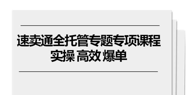 （11022期）速卖通全托管专题专项课程，实操 高效 爆单（11节课）_中创网