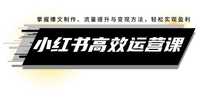 （12369期）小红书高效运营课：掌握爆文制作、流量提升与变现方法，轻松实现盈利_中创网