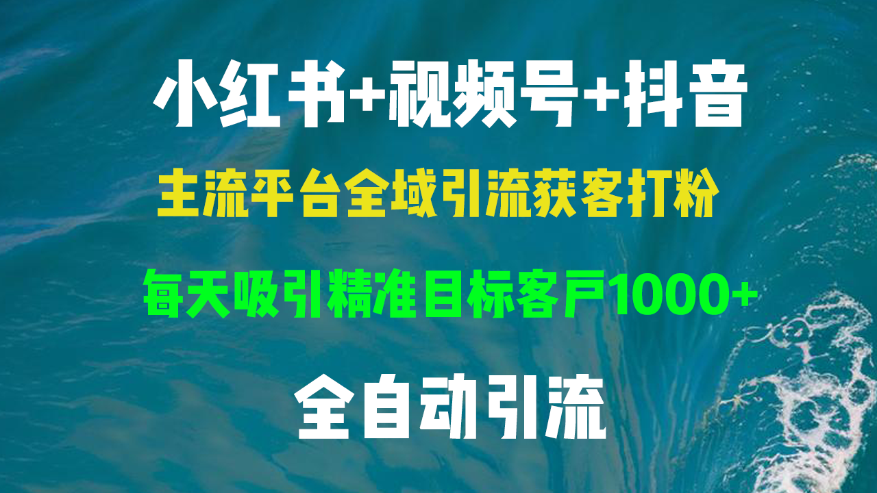 （13103期）小红书，视频号，抖音主流平台全域引流获客打粉，每天吸引精准目标客户1000+_中创网