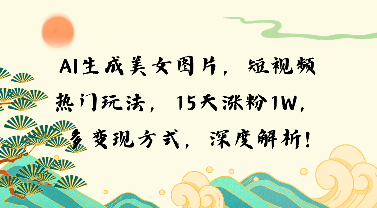 （13581期）AI生成美女图片，短视频热门玩法，15天涨粉1W，多变现方式，深度解析!_中创网